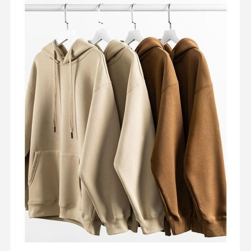 Spring Solid Color Thick Hooded Sweater Solid Color Retro Casual Hoodie for Men and Women