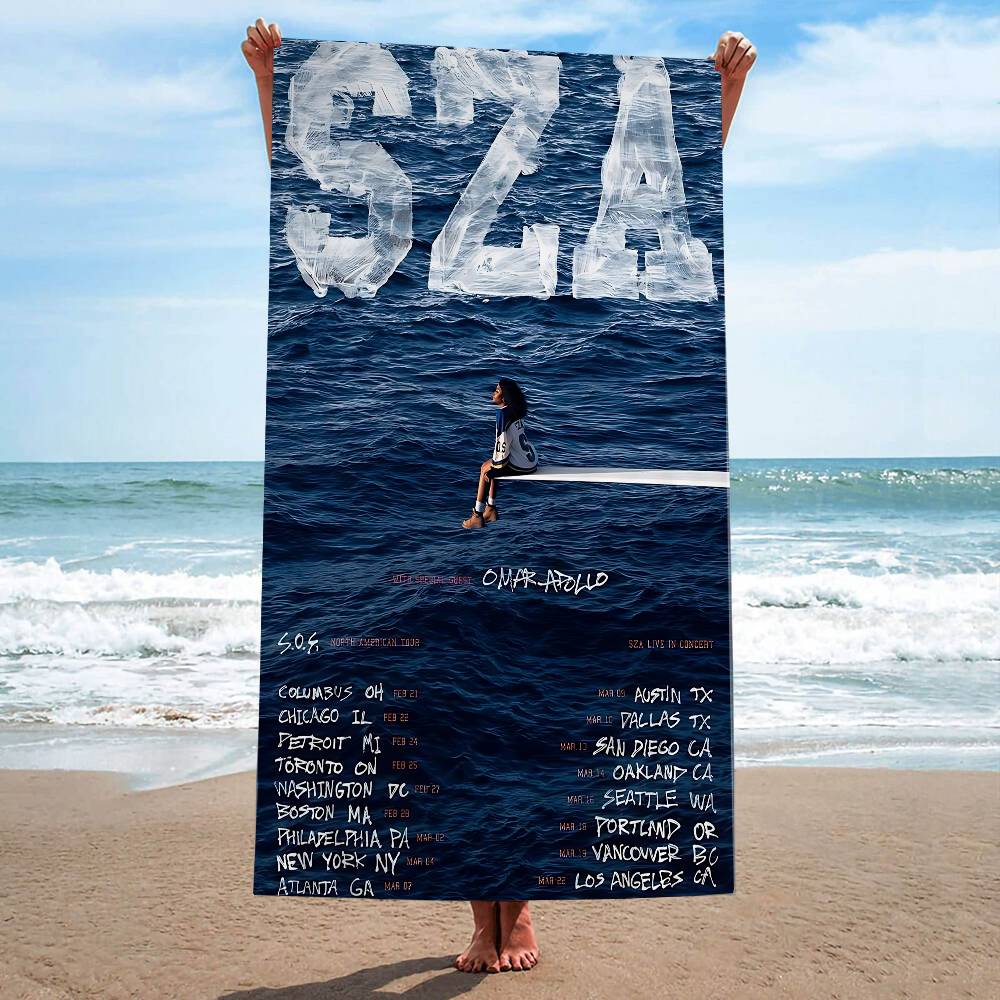 SZA SOS Album Bath Towel Microfiber Soft Water Absorbing Breathable For Girl Kids Decorative Cartoon Beach Towel