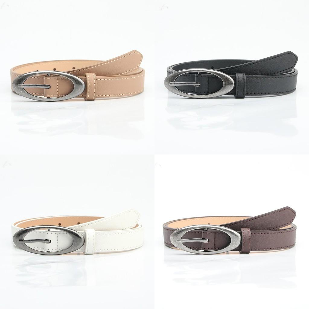 Modern Womens Leather Waist Belt With Silver Alloy Pin Buckle For Daily Wear