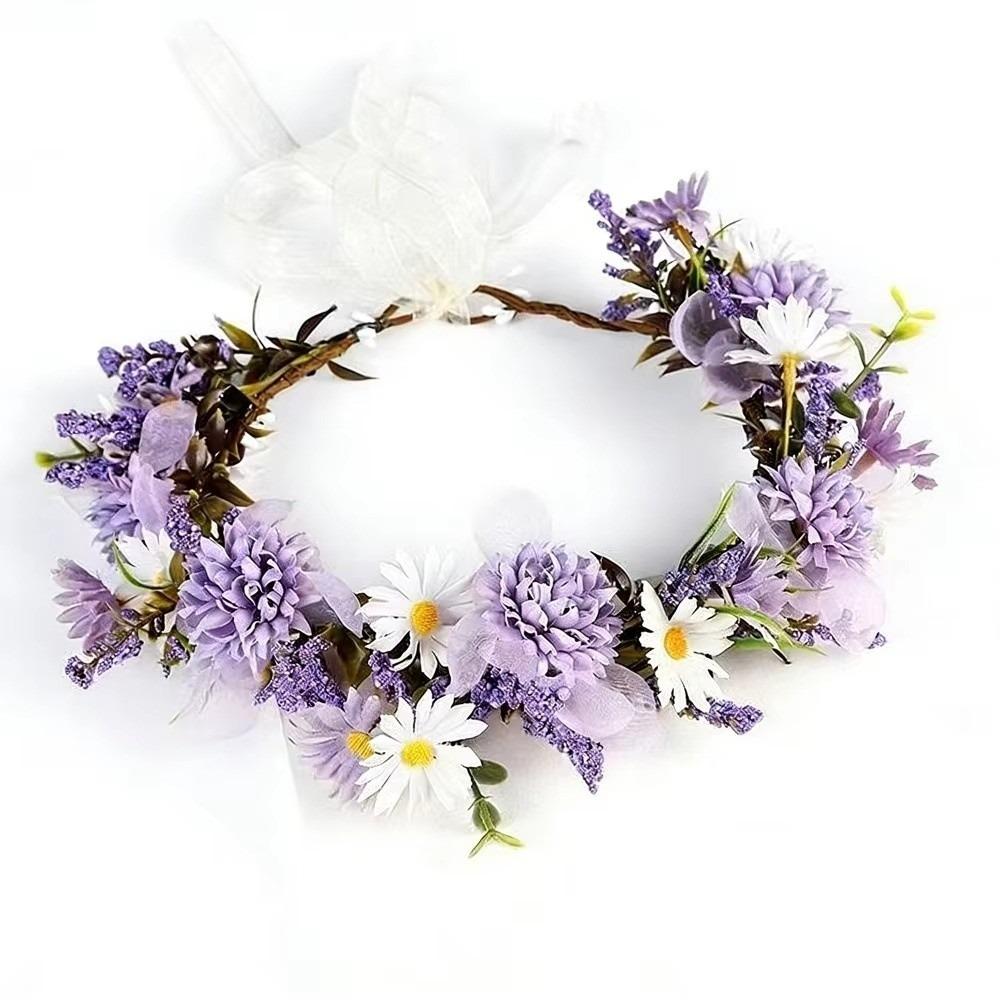 Korean Style Flower Crown Simulated Flower Bridal Wreaths Elegant Floral Headband Children