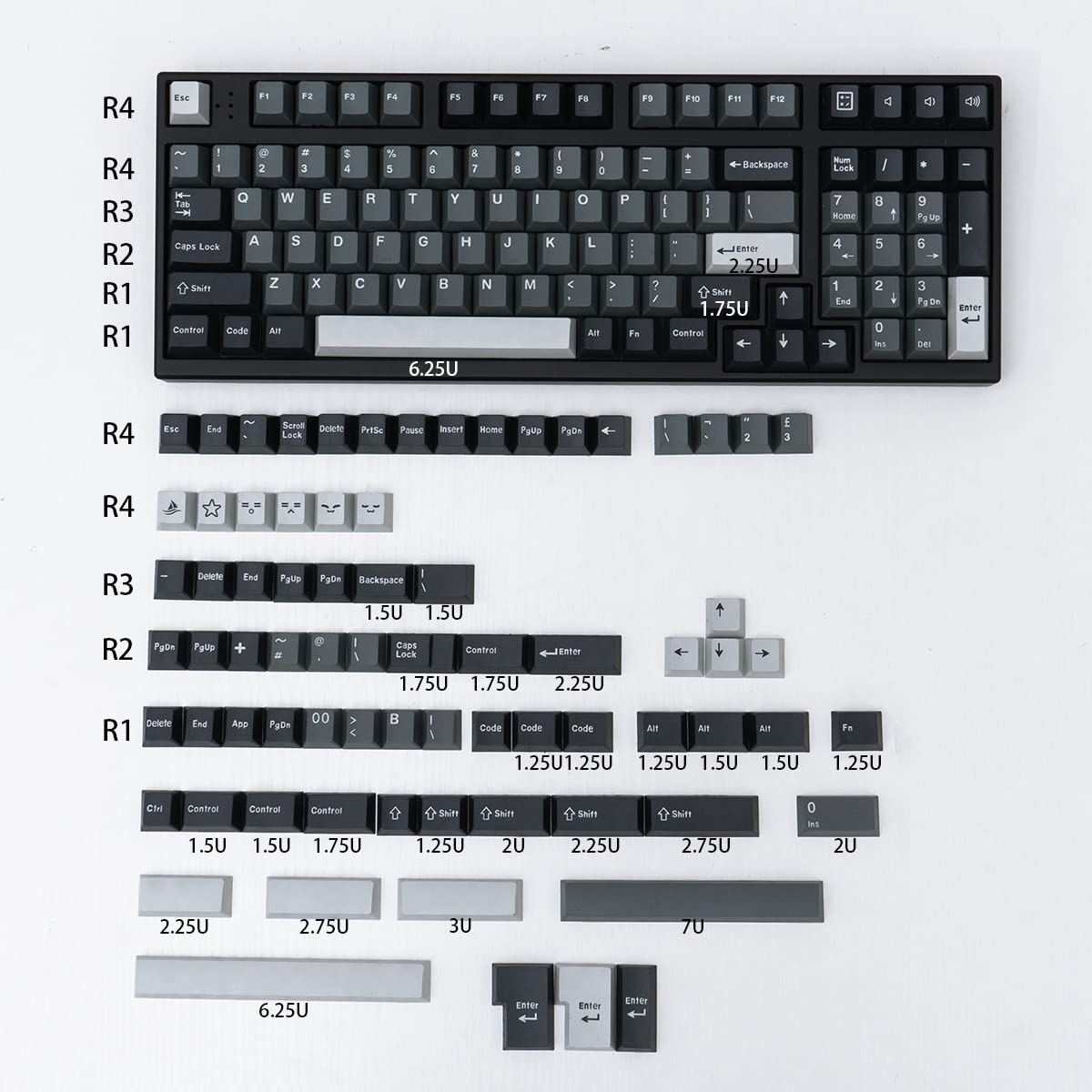

м’ятні ковпачки Apollo Keycap Set 173 Keys Cherry Profile Double Shot Custom Keycaps Cherry for MX Mechanical Gaming Gear
