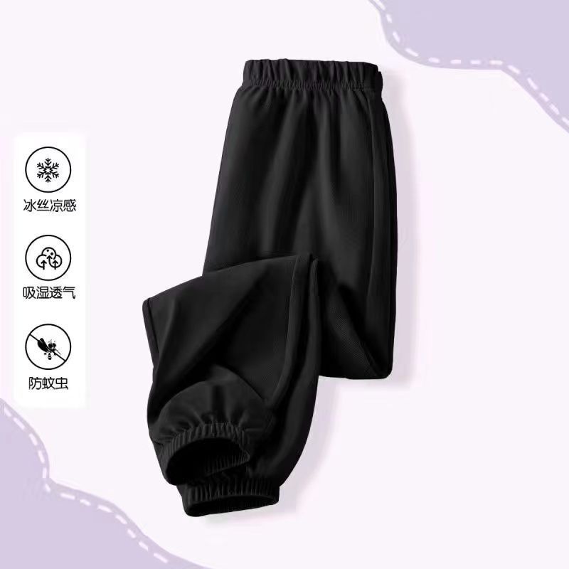 Girls Summer Ice Silk Anti Mosquito Jogger Pants with Cartoon Print 110