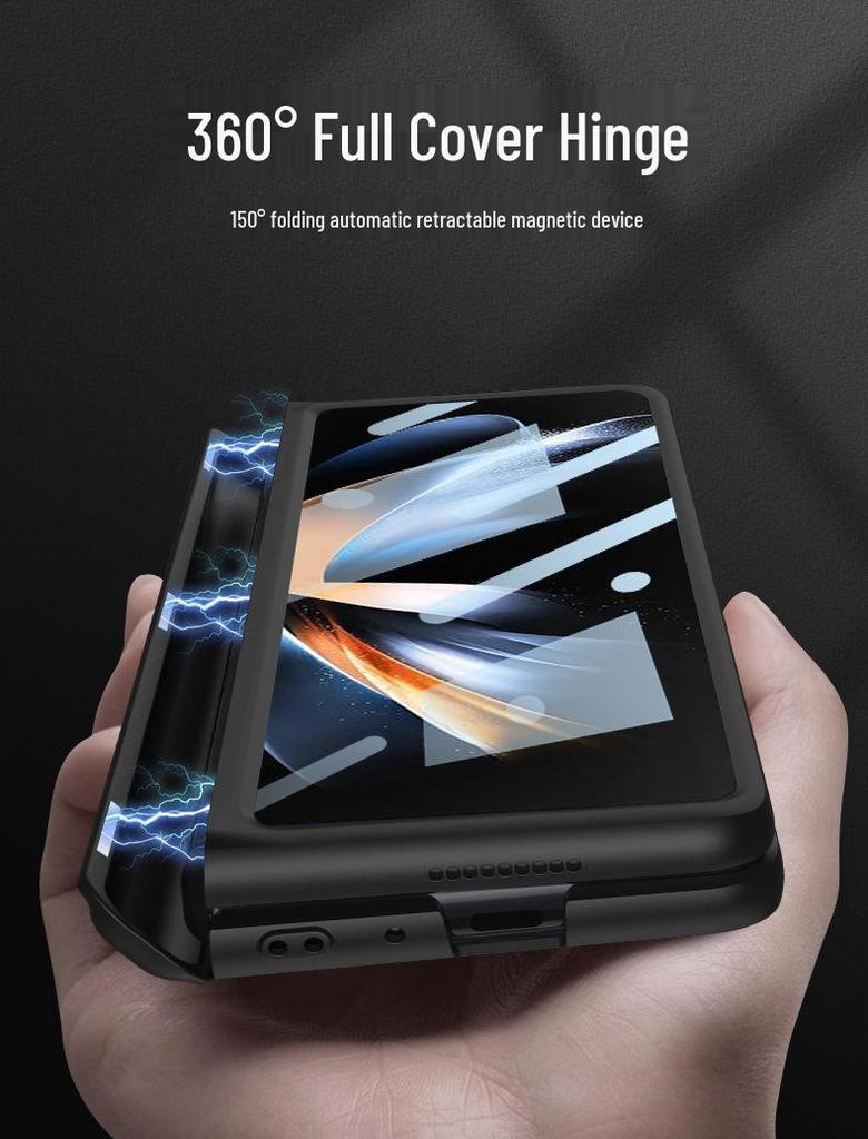 Samsung Z Fold4 Magnetic Pen Slot Case with Full Hinge Coverage and Film Protection