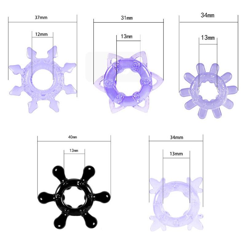 5Pcs Couple Erection Penis Cock Rings Vibrator Stimulator Enhancer Sex Toys