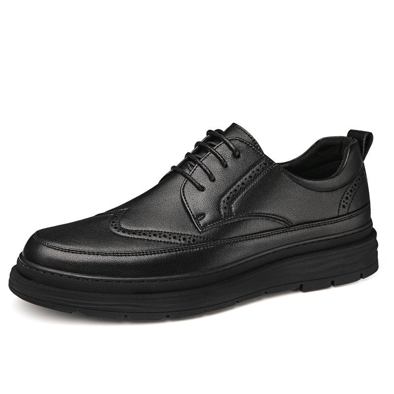 Men s Autumn Black Leather Brogues - Formal British Style with Soft Sole 44