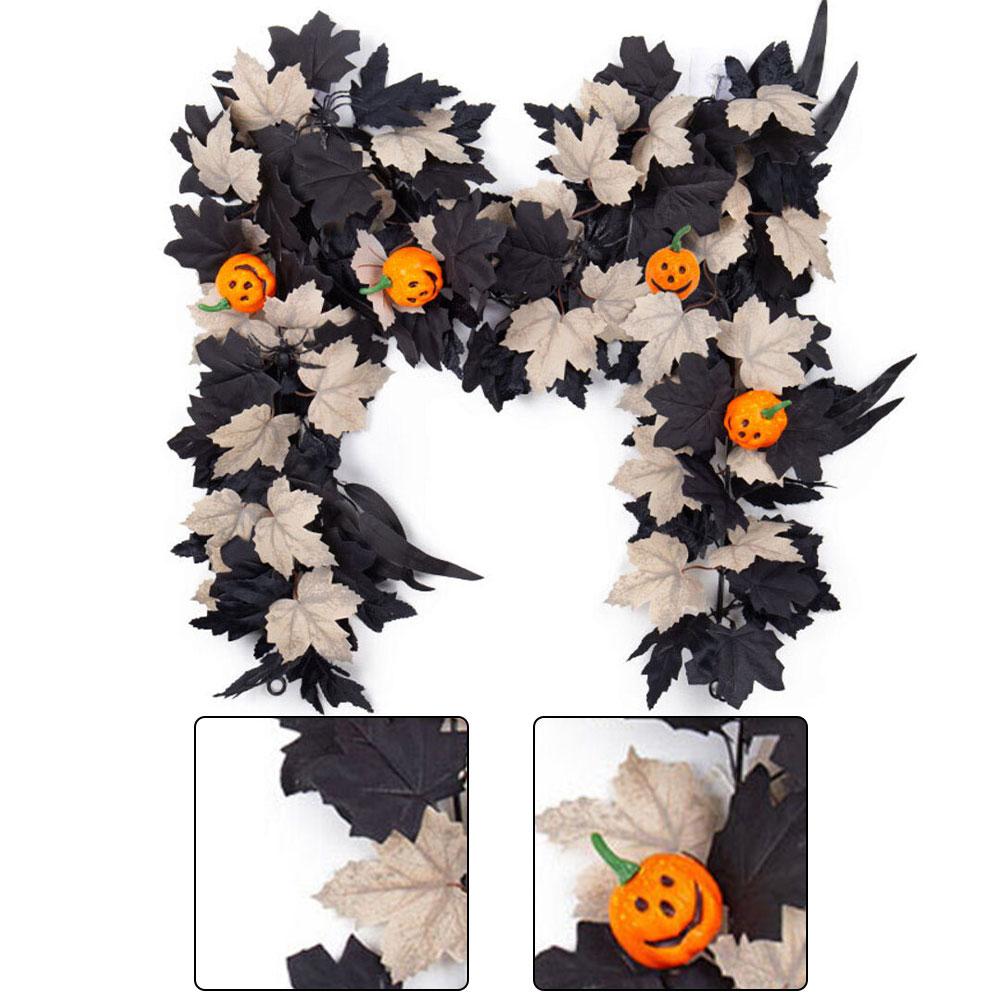 Black Halloween artificial foliage leaf garland 175cm wallmounted plastic indoor autumn fall and Thanksgiving decoration