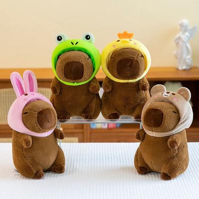 Boutique Eight-inch Frog Hat Capybara Plush Toy Scratch Doll Machine Toast Snot Kapi Doll Rabbit Guinea Pig