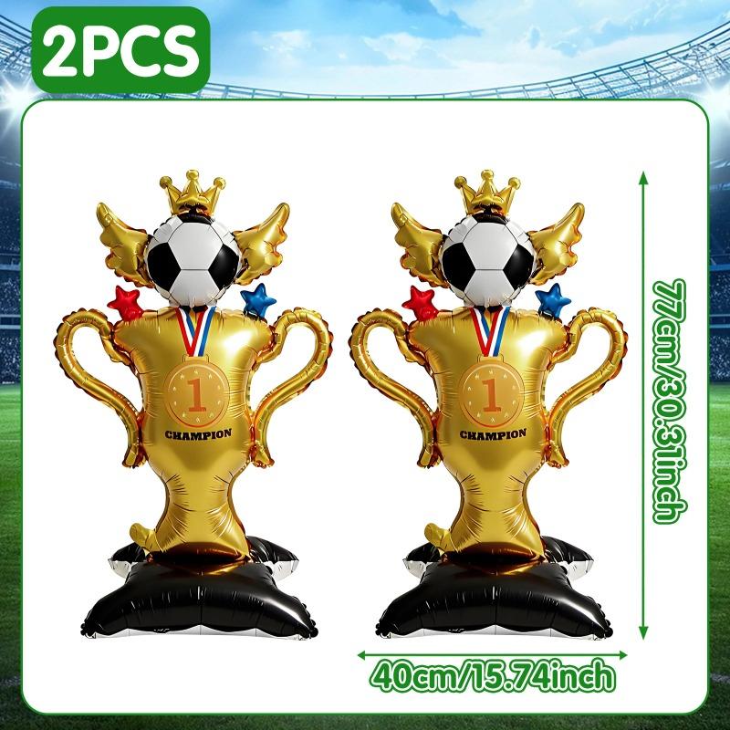 4D Standing Football & Rugby Balloons, Trophy Soccer Balloon Pile, Ideal for Birthday Party Decorations, Sports Theme Party Supplies & Gifts