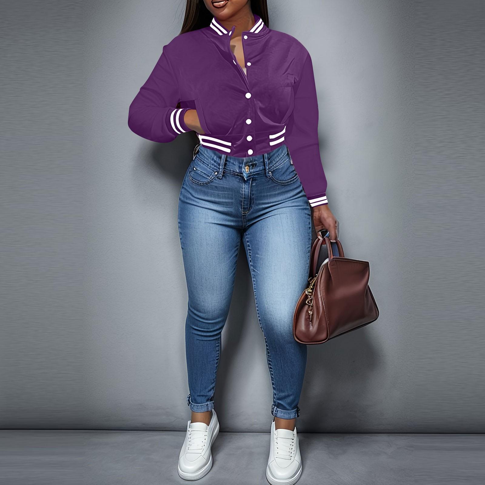 Женская Модная Короткая Приталенная Цветная Сшитая Куртка Однобортная Бейсбольная Одежда Спортивная Куртка Толстовка M