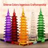 White Crystal Wenchang Pagoda Pen Holder - 13-Story Desk Ornament for Study Room Decoration.