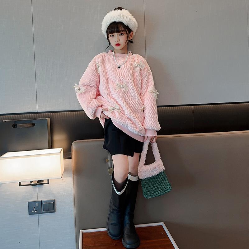 

Милый свитер для девочек, зимний детский флисовый свитер с капюшоном