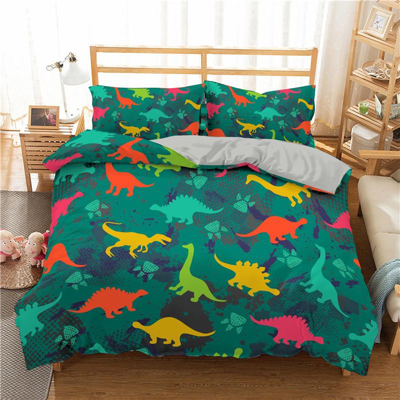 Print Cartoon Animal Dachshund Bedding Set Bedroom Decorative Quilt Cover With Pillowcases Cute Pet Dog,Dinosaur,deer,unicorn
