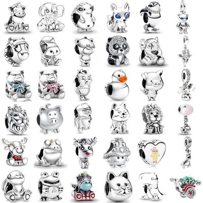 Newest 925 Silver Charm Bracelet Women Jewelry Cute Animals Series Duck Lion Design
