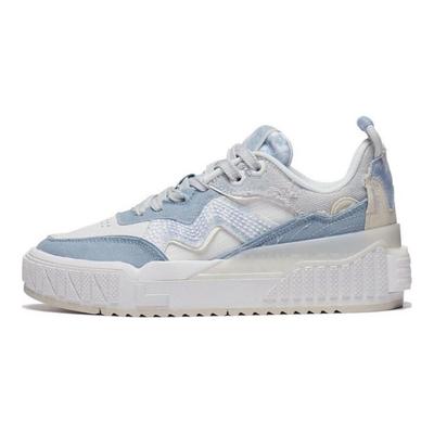 Li Ning 001 Unblock Denim Wear Resistant Breathable Low Top Skate Shoes Women Skate Shoes Blue White AGCT086-1