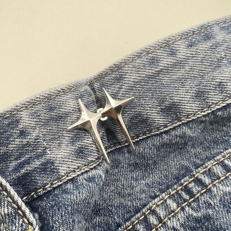 Detachable Fashion Shaped Jean Button Clasps Waist Extender Pin Jean Button, No Sewing Required, Fit Instant Jean Button