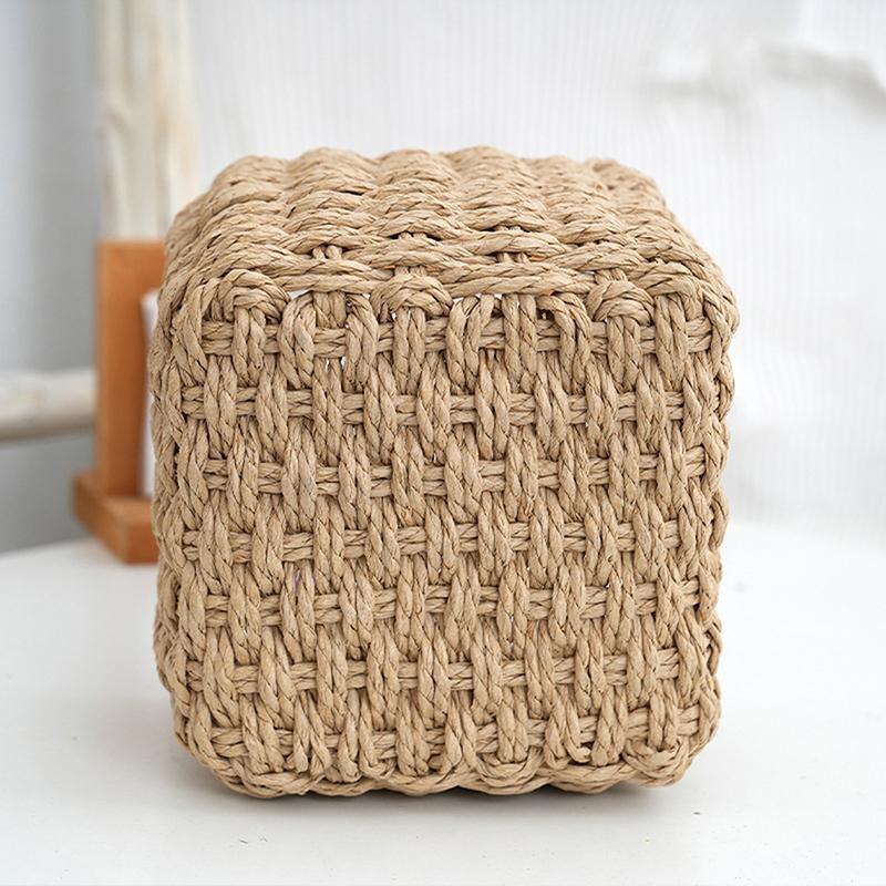 3Pcs Handmade Straw Woven Soft Round Paper Rope Storage Basket For Organizing Decorative Storage Bins Office Storage Box
