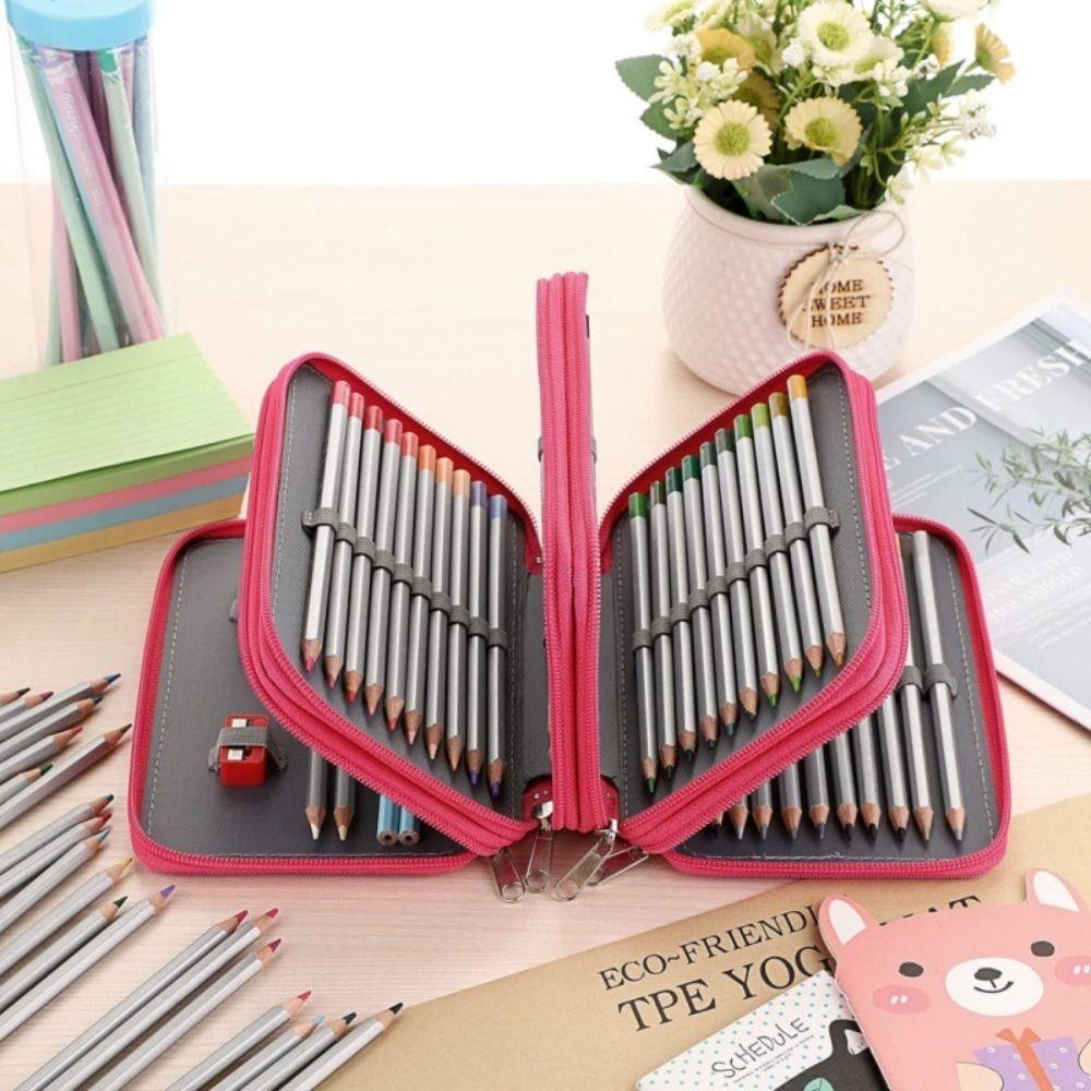 72-Hole Pen Pouch Waterproof Stationery Storage Bag Art Drawing Pen Organizer  Students