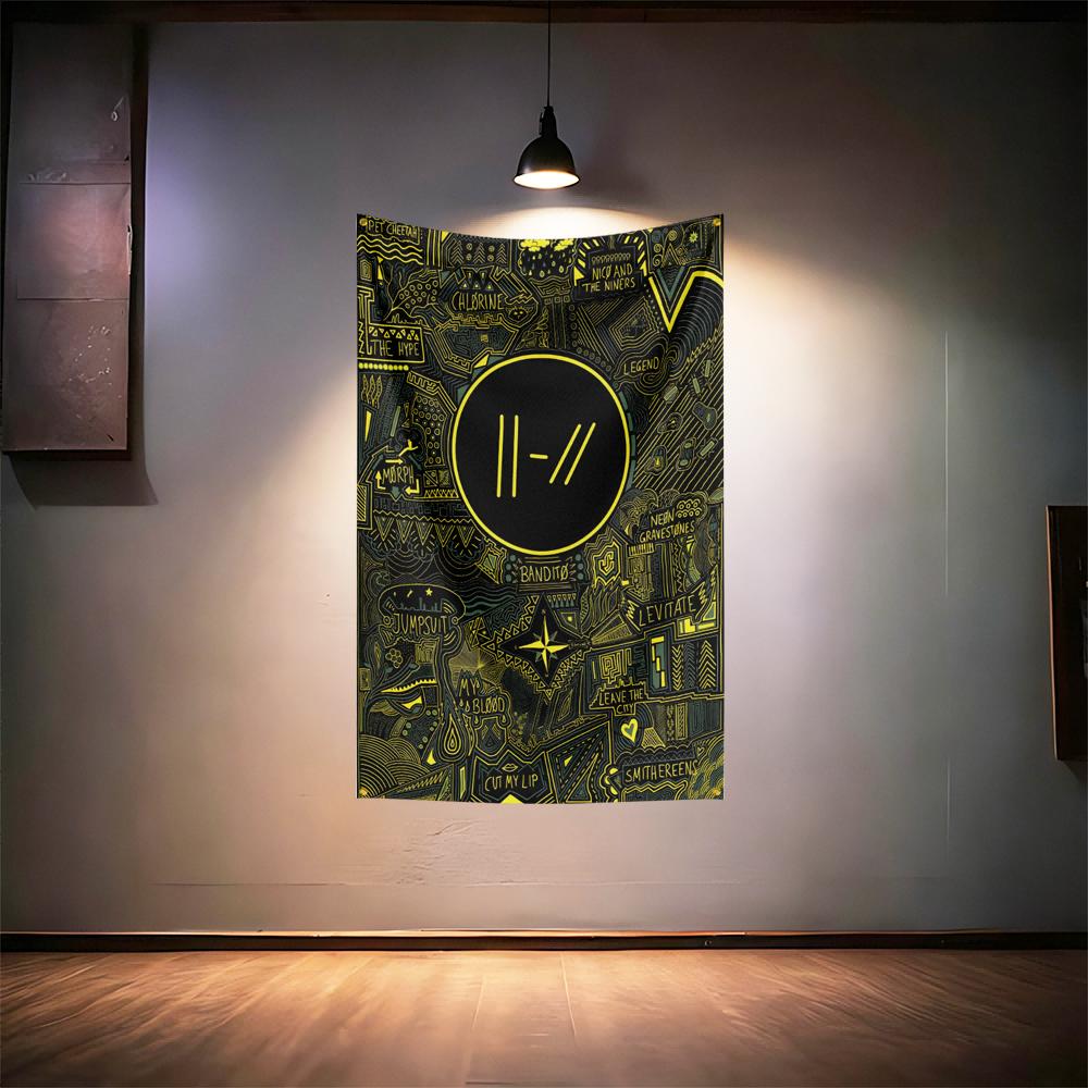 Rock Music Flag 3x5ft For Twenty One Pilots Fans Banner Hd Print Brass Grommet Garage Bedroom Living Room Dorm Wall Decor Tapest