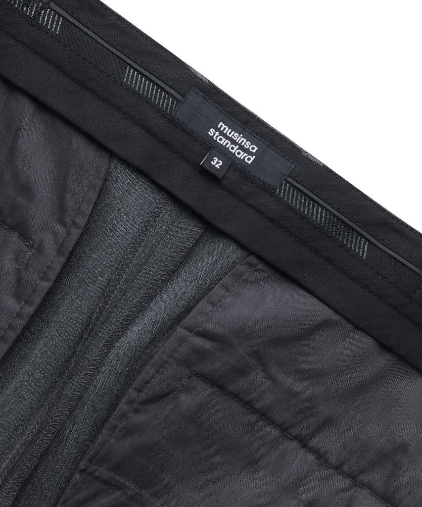 MUSINSA STANDARD Lightweight Tapered Hidden Elastic Waist Length Slacks [Medium Gray]