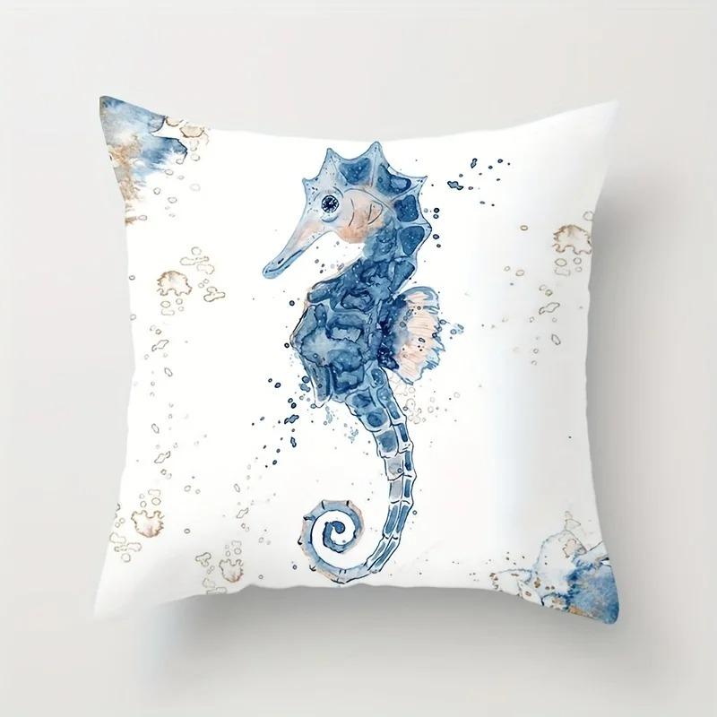 Underwater Creatures Watercolor Pattern Pillowcase Pattern Cushion Cover Suitable For Sofa Bedroom Car Pillow Cover