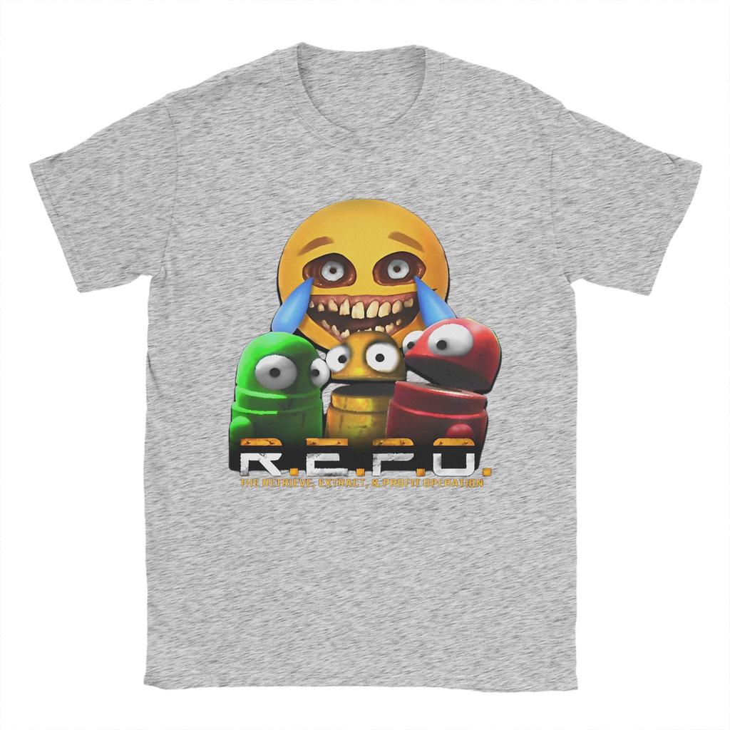 R.E.P.O Künstlerische Figuren der Inspiration T-Shirt Herren Baumwolle Vintage T-Shirt Rundhalsausschnitt Heißes Spiel Repo Roboter T-Shirts Merchandise Erwachsener