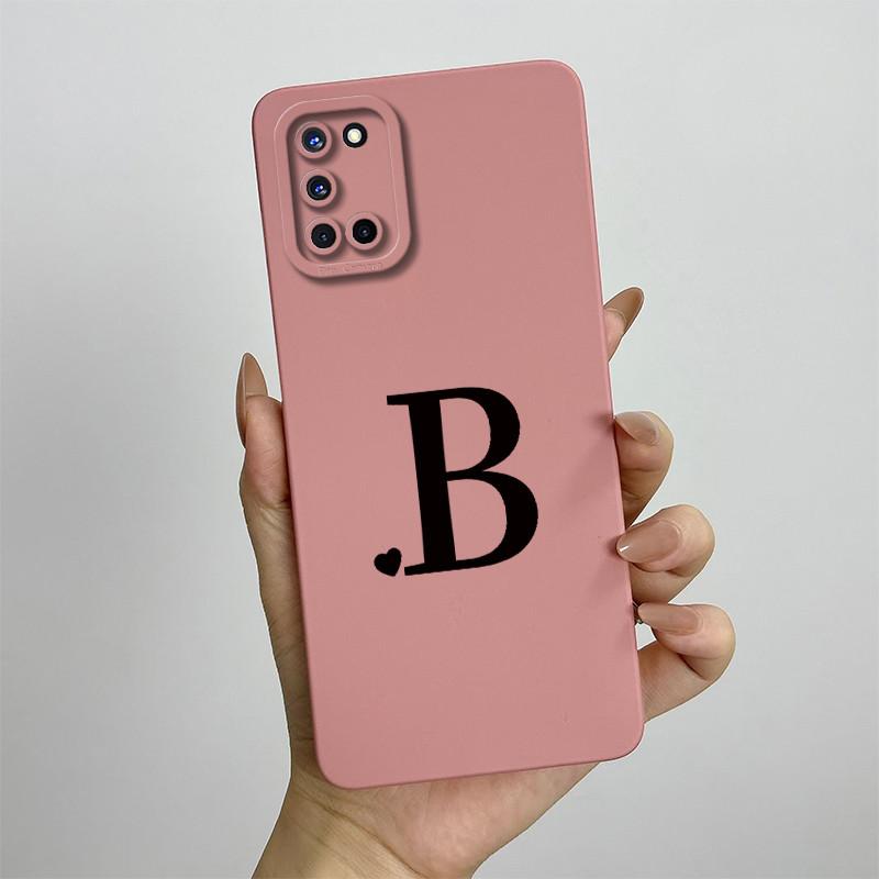 Für OPPO A52 A72 A92 Hülle CPH2061 CPH2067 CPH2059 CPH2069 Handyhülle Niedliche Initialien Quadratisch Stoßfest Silikon Rückseite