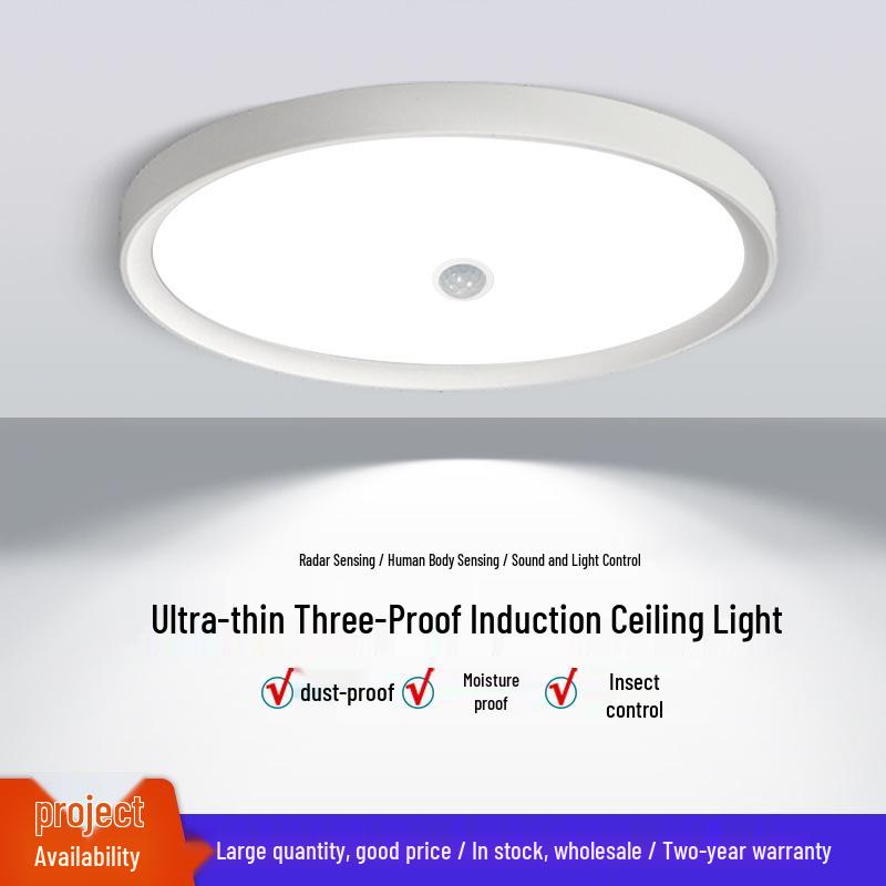 Ultra-Thin LED Radar Ceiling Light with Motion Sensor for Stairwell and Hallway