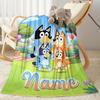 Bluey's Outdoor Fun Customize Your Name Blanket Multi-purpose Personalized Blanket Ultra-Soft Versatile for Bedding Livingroom Seaside Nap