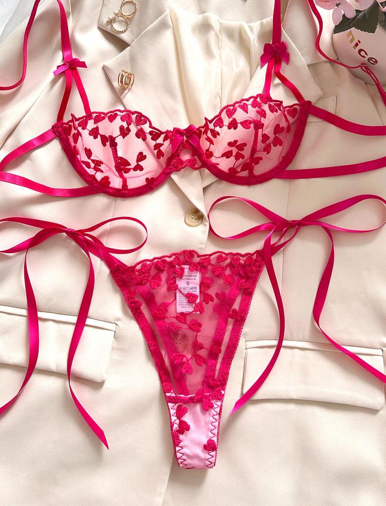 SEAUR Open Crotch Sheer and Dark Size M Women's T-Back Panties, Exciting, Pink,