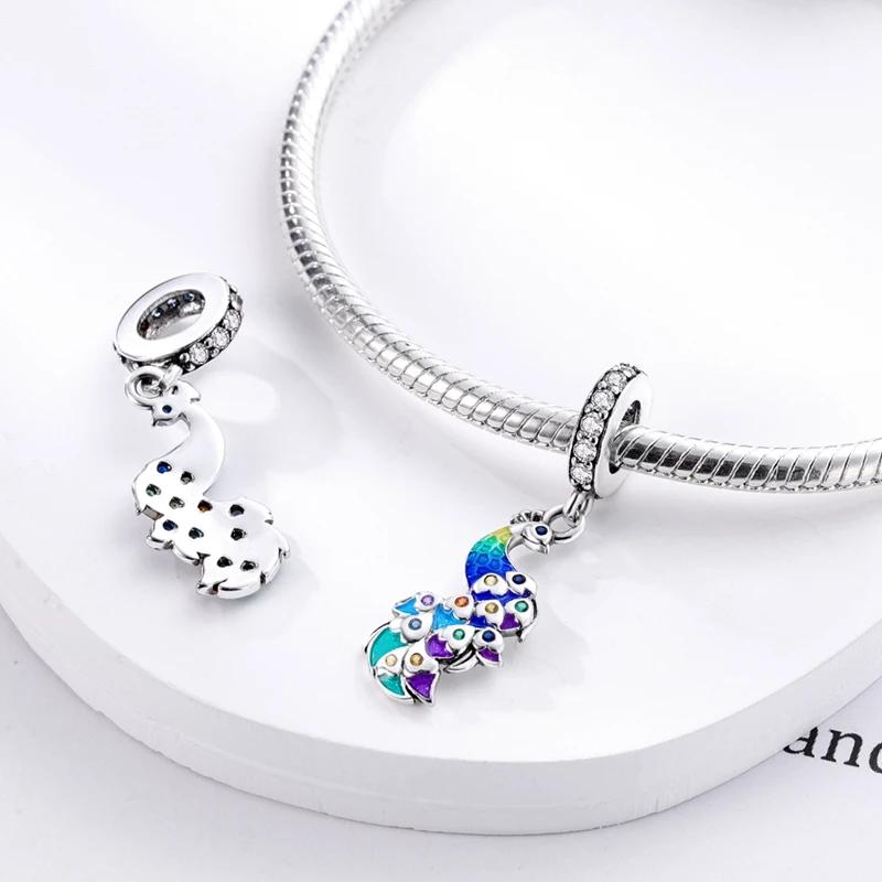 

Original Charmscopper Colorful Peacock Animal Pendants Fit Charms Platabracelets For Women Women Jewelry Making Diy
