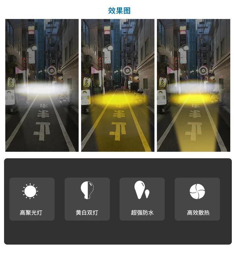 2PCS 8000LM Motorcycle LED Auxiliary Headlights With Control Switch Dual Color ATV Scooter Driving For Racer Spotlight