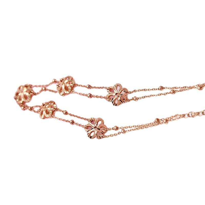 585 Purple Gold Fashion Hollow Flower Bracelet Fashion Rose Gold Bead Plated Double Bracelet