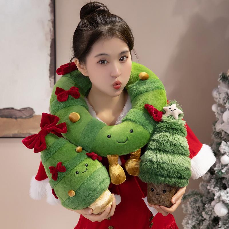 Plush Christmas Tree & Wreath Dolls, Throw Pillows, Ornaments, & Decorations for Kids