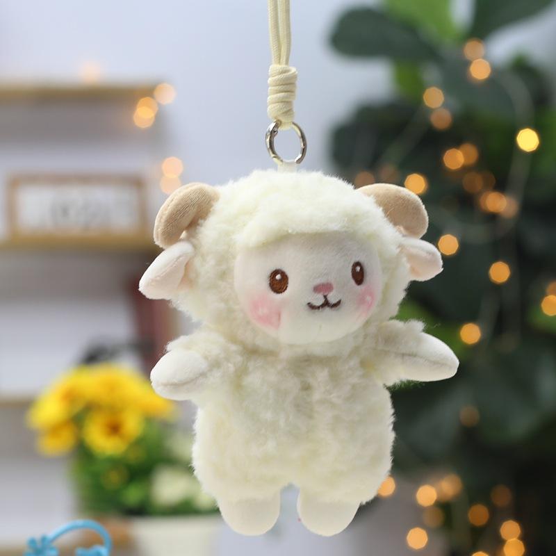 Soft Fluffy Lamb Plush Keychain With Necklace Multi Color Options Perfect For Backpack Decoration Birthday Gifts For Kids Girls