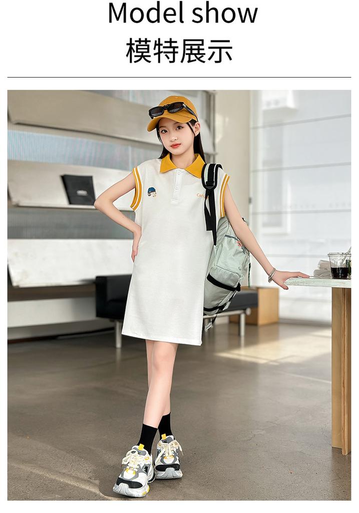 Girls' Summer Dress, New Style, Girls' Summer Dopamine Outfit, Girls' Summer Dress, POLO Skirt, Thin Version