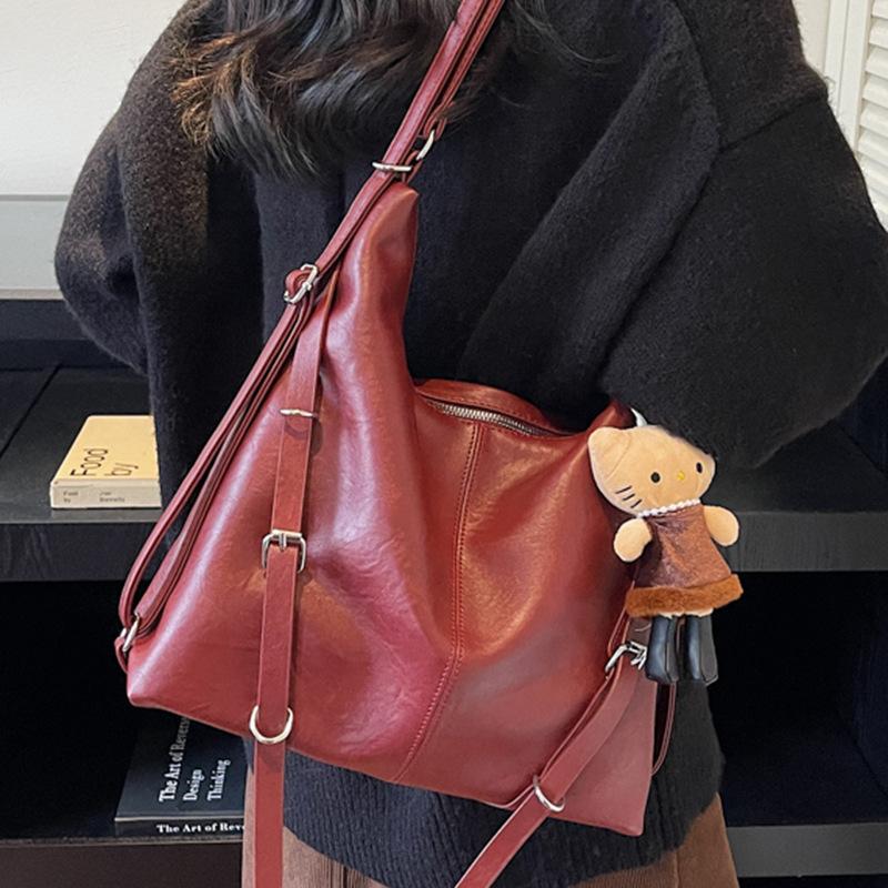 Large Capacity Bag Women's 2025 Autumn New Fashion Casual Tote Bag Retro Commuter Messenger Bag Backpack Bag