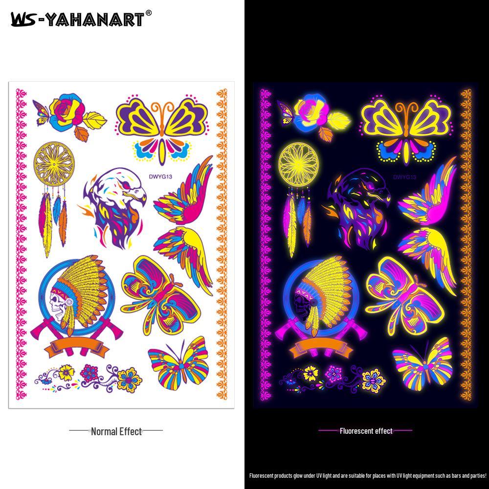 Creative Fluorescent Waterproof Full Arm and Face Tattoo Sticker