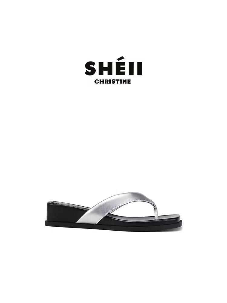 [Su Yinyin of the Same Style] Super JI Welfare Payment~ Square Toe Slope Heel Beach Flip-flops Women's Sandals Outside
