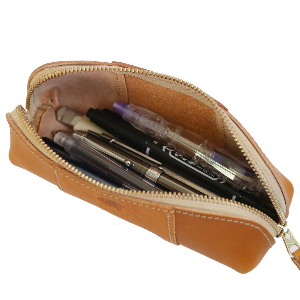 Porco Rosso Leather Pen Pencil Pencil Genuine Leather Made in Large Brand Triangle Case, Case, Case, (Tochigi Leather), Japan, Capacity, Name, Shape,