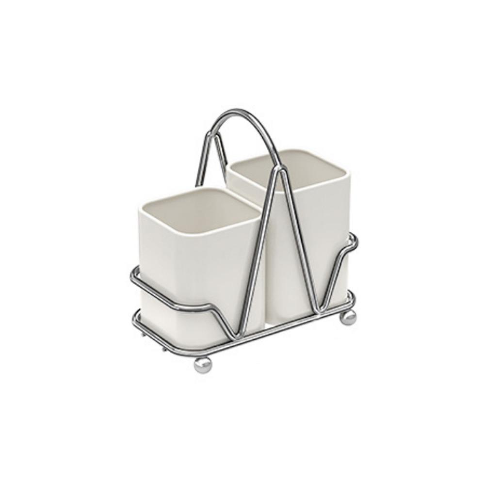 

Carbon Steel Cutlery Storage Rack Countertop Type Utensil Holder Cutlery Organizer Kitchen Square 2 Grids