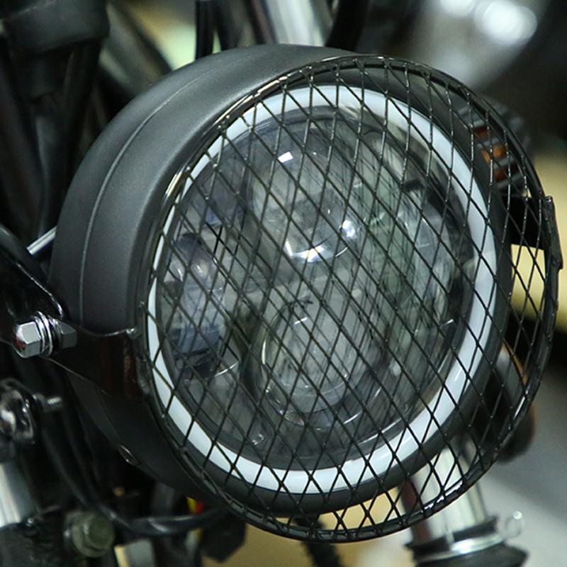 5.75Inch Metal Motorcycle Cg125 Modified Headlight Gn125 Cruiser Retro Light Grille Protective Ccover