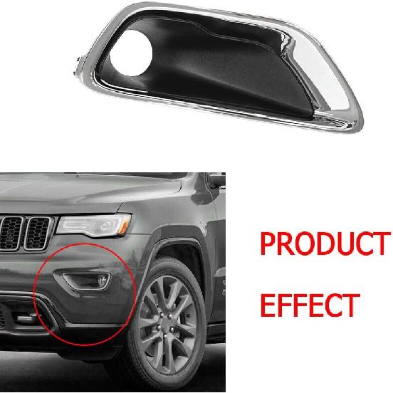 Front Bumper Fog Light Cover Bezel, Passenger Side Fog Lamp Cover Front Right Bumper Light Hole Trim Bezel, 2016-2020 Compatible with Jeep Grand