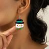 1Pair Acrylic Christmas Cartoon Top Hat Snowman Pattern Earrings Fashion Jewelry Gift for Women Female