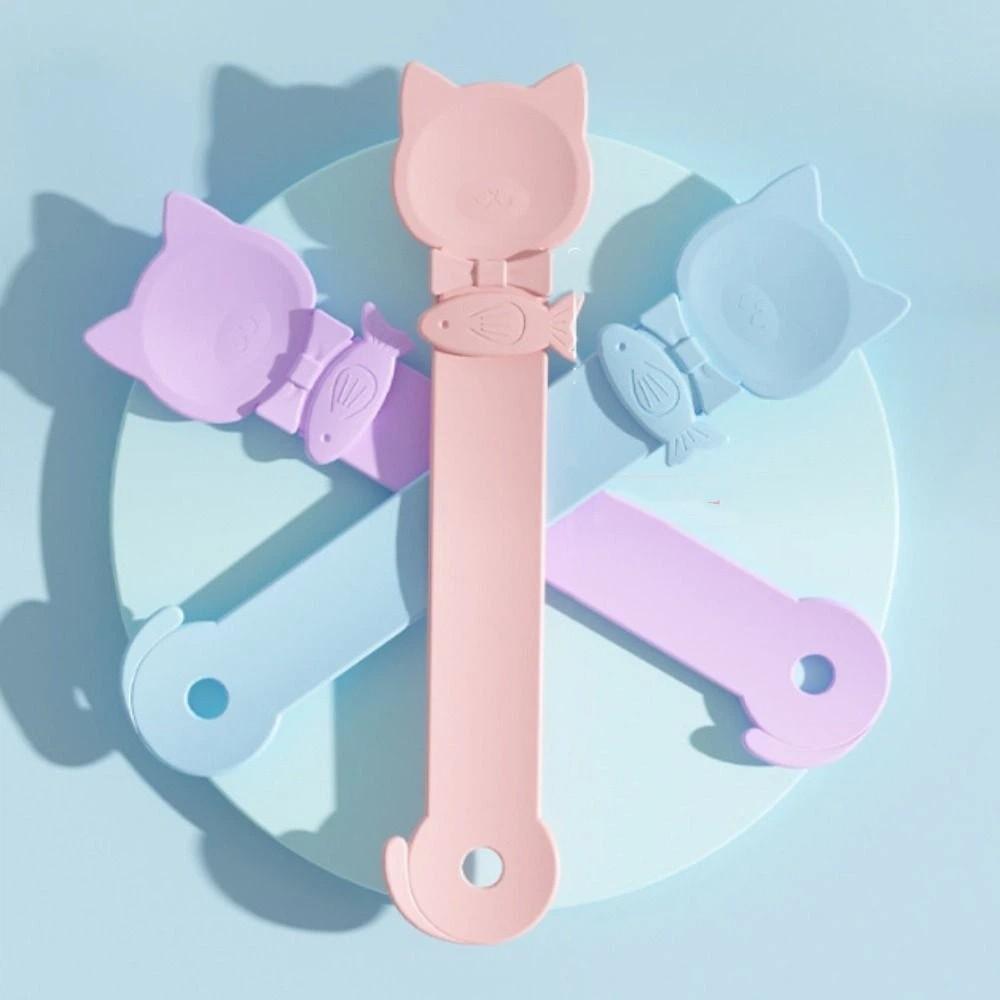 Portable Long Handle Cat Strip Feeder Spoon Durable Bite Resistant Lick Able Feeder Cartoon Pet Treat Spoon Household