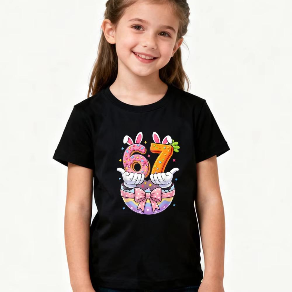Kids 67 Themed Colorful Print TShirt Soft Cotton Fabric Breathable and Comfortable Ideal for Toddlers and Childrentk0297