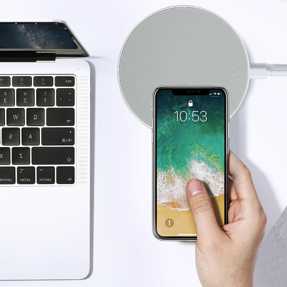 10W Ultra thin Round Wireless Intelligent Fast Charger Transmitter Charging Pad(Gray )