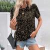 Fasjonable Pendler Løstsittende Kortarmet Rundhals Topper For Kvinner Med Paljett-T-skjorter