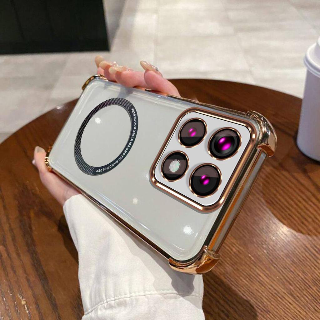 Case for Xiaomi 15T,14T Pro Clear Magnetic Casing Electroplated Lens Frame Phone Cover