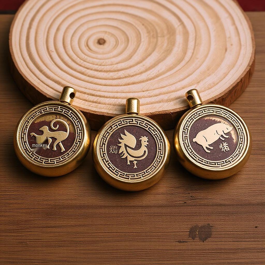Brass Rotating Zodiac Keychain Pendant: Unisex Creative Handicraft