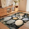 Natural River Stone Print Area Rug, Soft Neutral Floor Mat for Living Room Bedroom Bathroom Rustic Home Decor